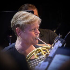 Mary playing Princess Leia's Theme with Hot Springs Band on Star Wars Day (5/4/25). Photo by Donna Osborne.